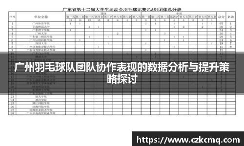 广州羽毛球队团队协作表现的数据分析与提升策略探讨
